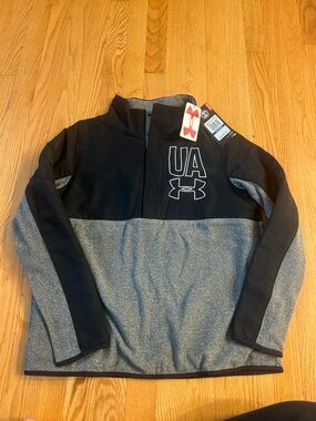Under Armour Black and Grey Half-Zip Hoodie sweatshirt